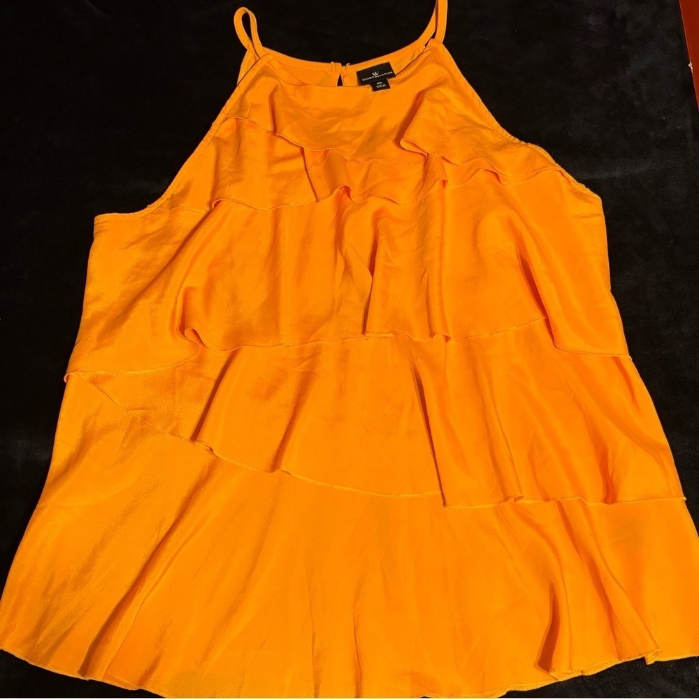 WORTHINGTON-Women's Orange Ruffle Top SZ XL